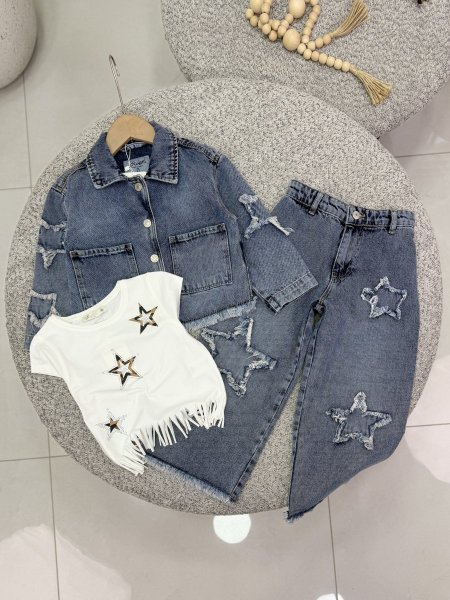 طقم جينز بناتي 3 قطع escable